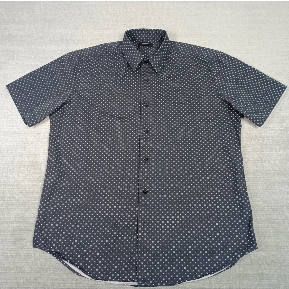 Theory Men’s Stitch Print Short Sleeve Shirt